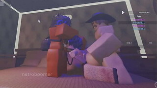 ROBLOX: Lustful femboy receives come across screwed and gang gangbanged by 2 important ramrods