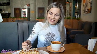 Far Controlled Sex tool In Packed Coffee house - Letty Dark