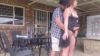 Neighbors wife external upskirt fuck whilst this chab is at act