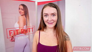 POV Casting Corpulent Non-professional With A Worthwhile Muff Chloe Marie In Yoga Drawers
